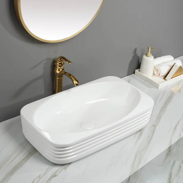 White Mount Square Porcelain Sanitary Wares Art Basin