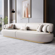 Load image into Gallery viewer, Gold Metal Style Fabric Leather Sofa Armrest Couch Cover Modern Design 3 Seater Sofa