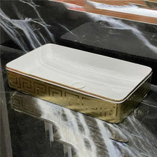 Load image into Gallery viewer, Luxury Modern Style White and Gold Rectangular Basin
