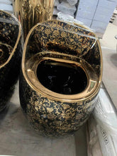 Load image into Gallery viewer, toilet bowl siphon 300mm roughning inn electroplated porcelaine ceramic toilet dual flush rimless wall mounted luxury highend high quality white modern gold black blue pink toilet water closet toilet fixture sanitary ware flush toilet sensor commode potty smart modern egg shape toilet seat