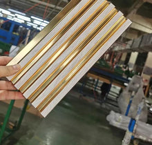 Load image into Gallery viewer, PVC Striped 3D Wall Panel Luxury Style Gold White and Black Gold Indoor Interior Decors