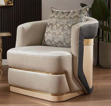 Load image into Gallery viewer, Modern Luxury Velvet Upholstered Living Room Sofa Set Stainless Steel Belt Decoration Button Tuffed