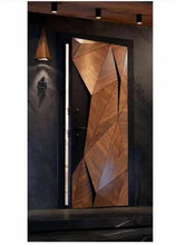 Load image into Gallery viewer, Ultra-Modern Geometric Smart Security Doors with Integrated LED Lighting, Featuring High-Quality Metal, Wood Veneer Finish, Advanced Locking System, Fireproof and Soundproof Design for Luxury Homes and Offices