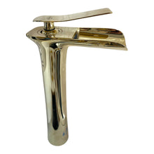 Load image into Gallery viewer, Tall Gold Bathroom Black Basin Faucet with Waterfall Spout