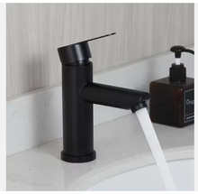 Load image into Gallery viewer, Modern Matte Black Single-Handle Bathroom Sink Faucet with Sleek Cylindrical Design, Corrosion-Resistant Finish, and Smooth Water Flow for Contemporary Spaces