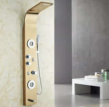 Charger l'image dans la galerie, Luxury Gold Shower Panel System with Rainfall, Massage Jets & Hand Shower