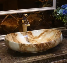 Charger l'image dans la galerie, Brown Luxurious Bathroom Marble Basin with Natural Stone