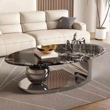 Lade das Bild in den Galerie-Viewer, Marble Round Nordic Portable Modern Coffee Tables and Stainless-steel Rock Panel for Living Room