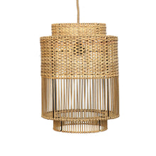 Lade das Bild in den Galerie-Viewer, Boho Rattan Pendant Lampshade – Handcrafted Transparent Light Fixture with Scandinavian & French Style