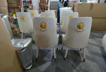 Load image into Gallery viewer, Luxury Solid Wood Dining Chair with Lion Ring Holder Modern Home Office & Hotel Furniture Featuring Synthetic Leather