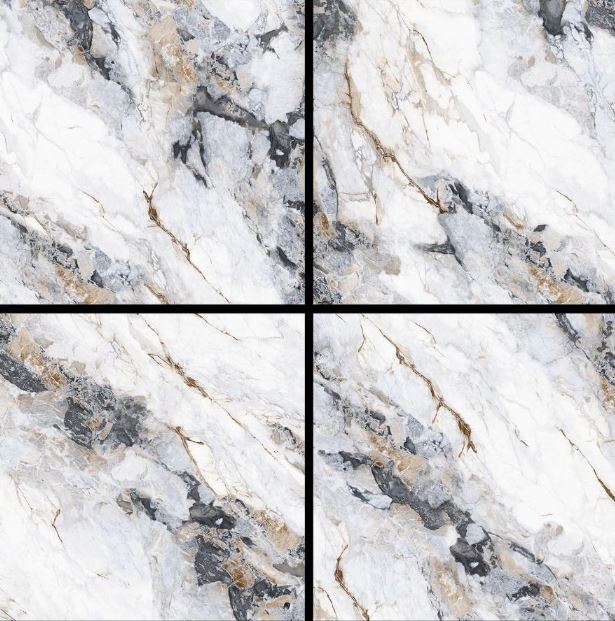 Luxury High-Quality 60x60 cm Electroplated Porcelain Tiles – Marble Design with Glossy Polished Glazed Finish for Indoor Floors
