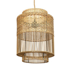 Lade das Bild in den Galerie-Viewer, Boho Rattan Pendant Lampshade – Handcrafted Transparent Light Fixture with Scandinavian & French Style