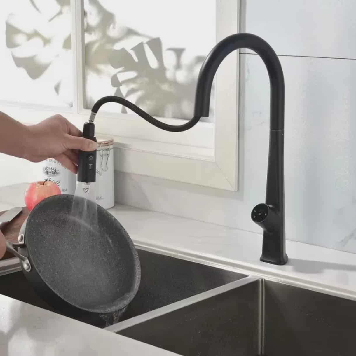 Single Handle Stainless Steel Matte Black Kitchen Faucet