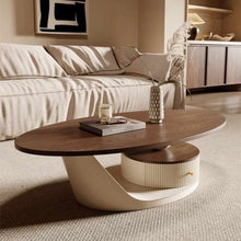 Load image into Gallery viewer, Modern Luxury Oval Wood Center Table with Storage Drawer – Minimalist Coffee Table