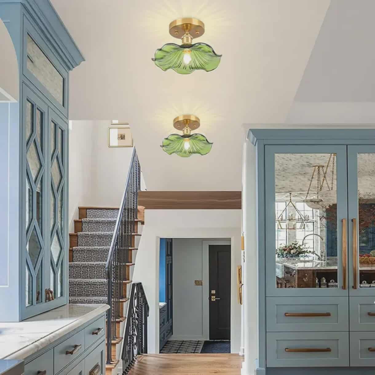 Modern Green Flower Ceiling Light Fixture