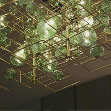 Load image into Gallery viewer, Luxury Hotel Chandelier Green Glass Ball Steel Pendant Lighting