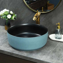 Загрузить изображение в средство просмотра галереи, Modern Blue Round Porcelain Basin – Luxury Countertop Vessel Sink for Bathroom Vanity, Home, and Hotel