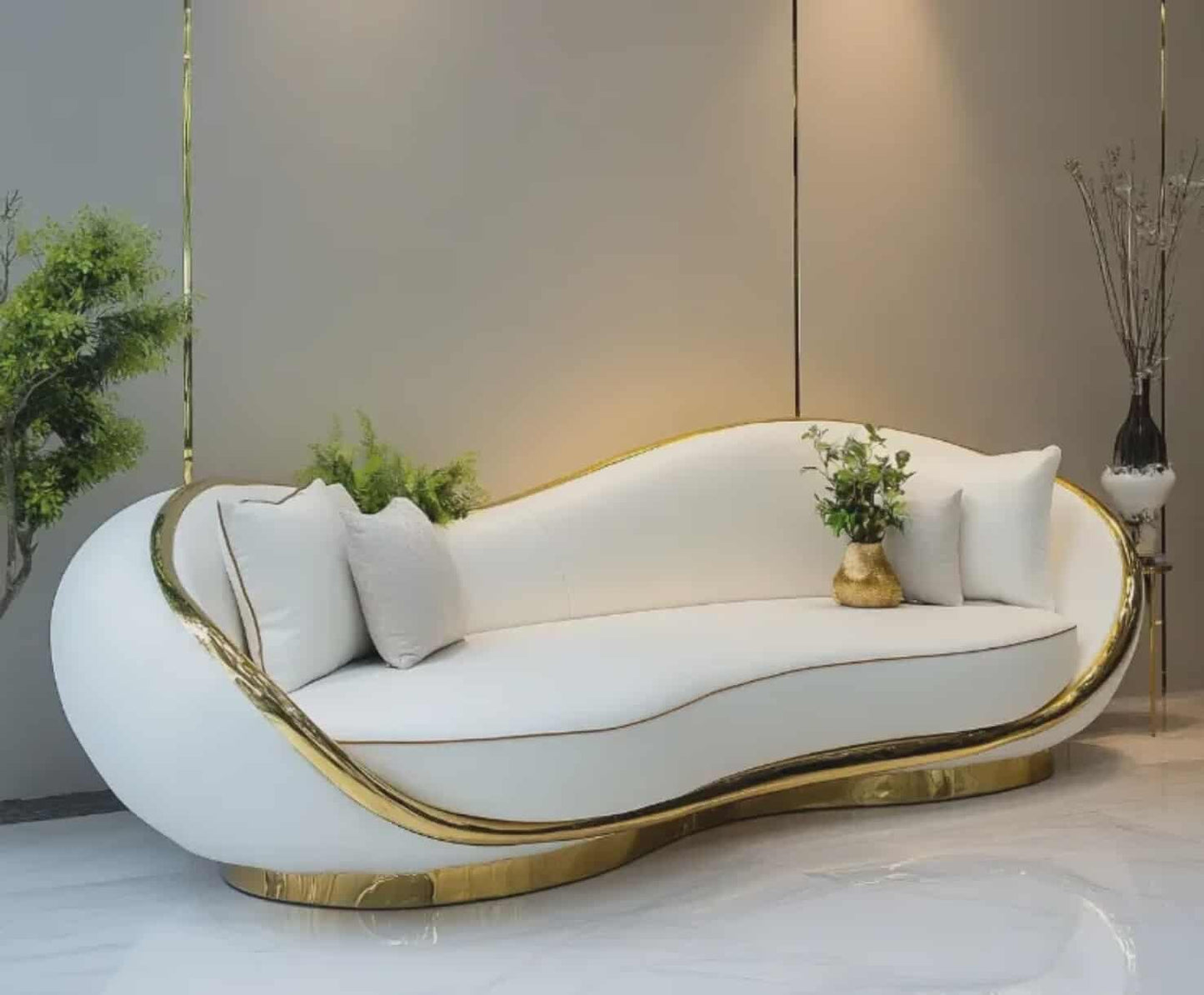 3D Nordic Modern Design Sectional Leather Luxury Sofa Stainless Steel 304 Sofa