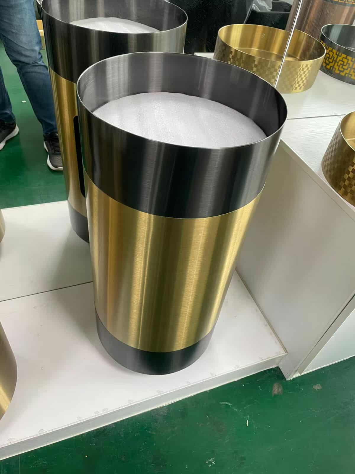 Modern Round Pedestal Bathroom Sink – Gold Stainless Steel Freestanding Basin