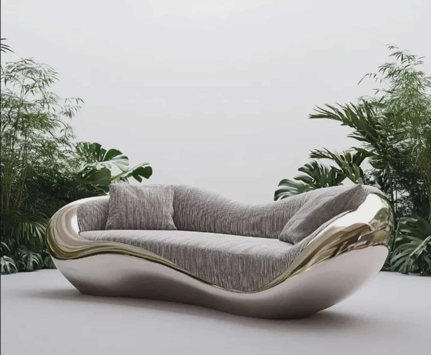 Luxury 3D Stainless Steel Velvet Sectional Sofa 3-Seater