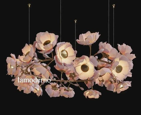 60 CM Modern Luxury Pink Flower Pendant Chandelier Elegant Ceiling Light