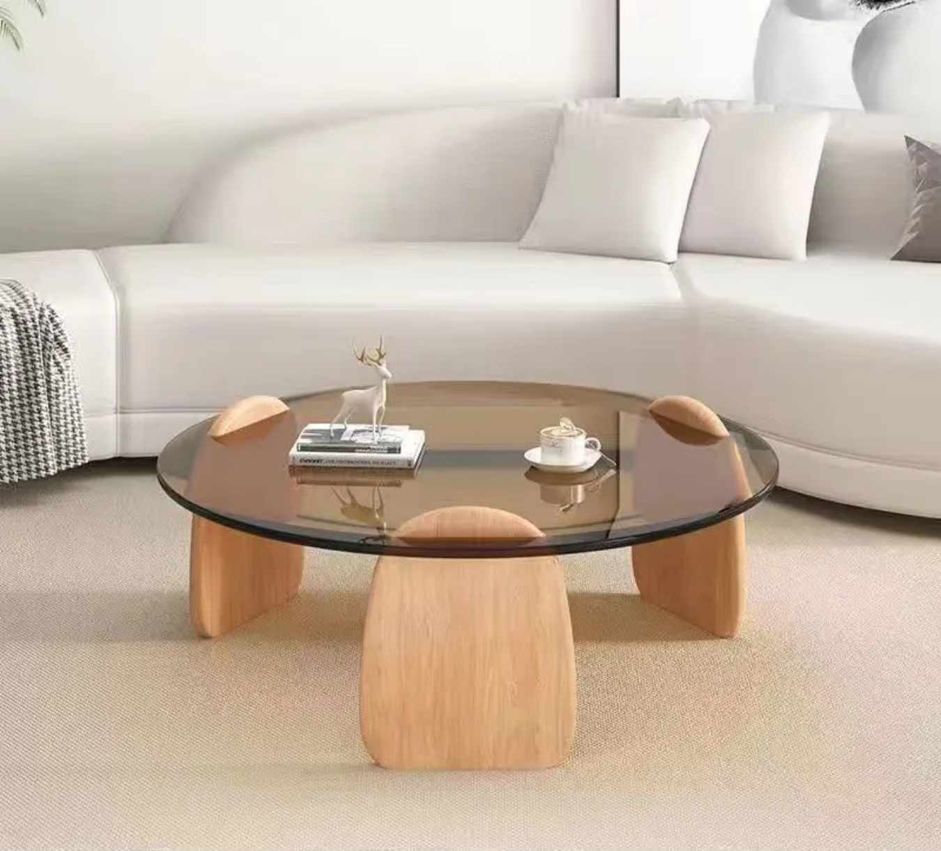 Italian Minimalist Tempered Glass Coffee Table Nordic Style