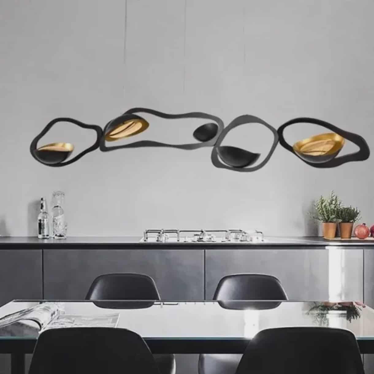 Modern Black and Gold Abstract LED Pendant Chandelier- 100CM -CUSTOMIZE FOR OTHER SIZES