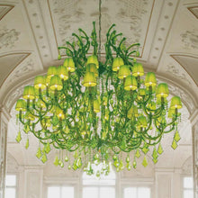 Load image into Gallery viewer, Modern Large Luxury Crystal Chandelier with Green Glass Shades