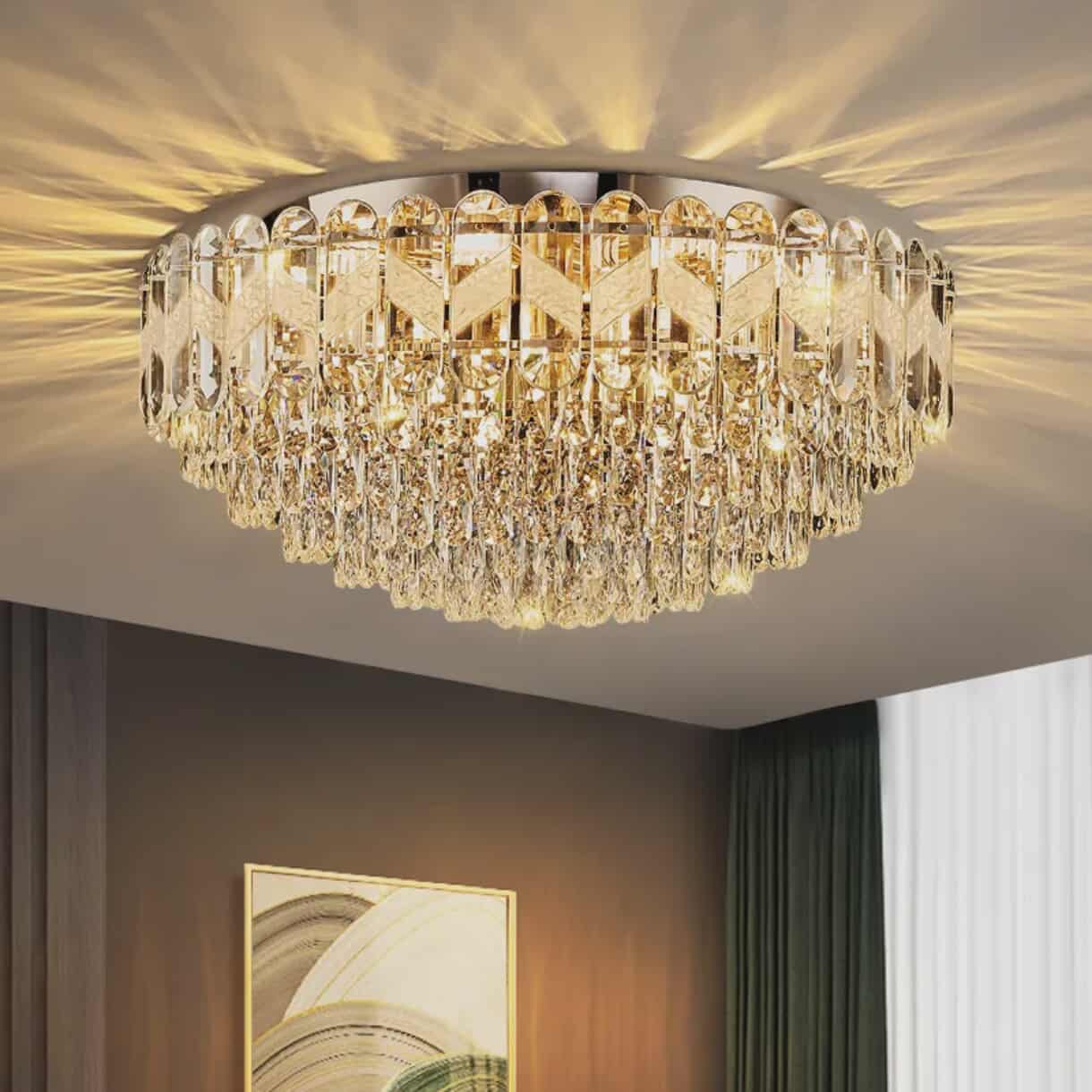 Luxury Modern Crystal Ceiling Light Chandelier K9 Crystals and Stainless Steel Base- 50cm -CUSTOMIZE FOR OTHER SIZES