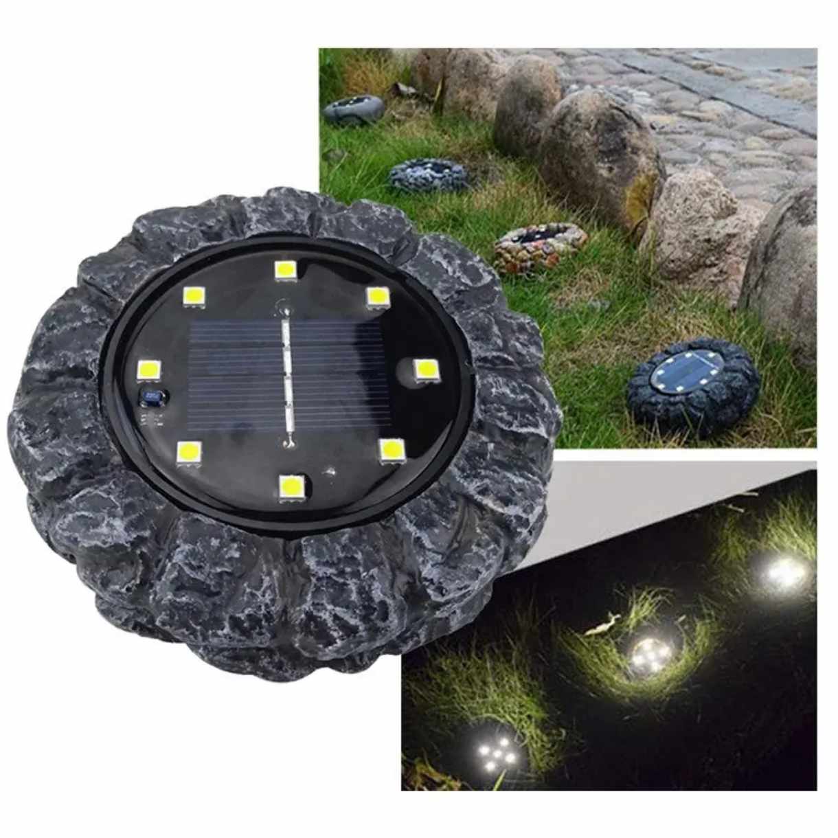 Solar Outdoor Waterproof Decorative Garden Ground Light LED Solar Stone Light