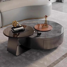 Load image into Gallery viewer, Modern Elegance Black Marble and Stainless-Steel Round Center Table