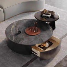 Load image into Gallery viewer, Modern Elegance Black Marble and Stainless-Steel Round Center Table