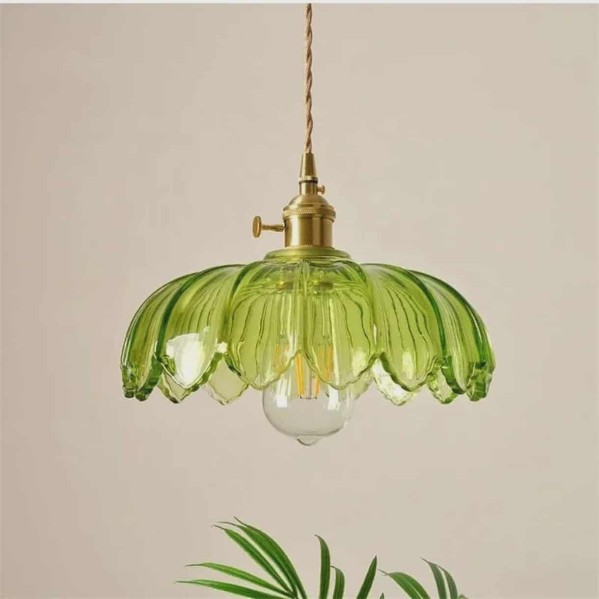 Green Lotus Leaf Pendant Light Modern Style Edition