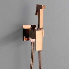 Load image into Gallery viewer, Square Rose Gold Brass Hand Held Portable Hot Cold Bathroom Handheld Bidet Toilet Sprayer Toilet Bidet Set with Shower Valve