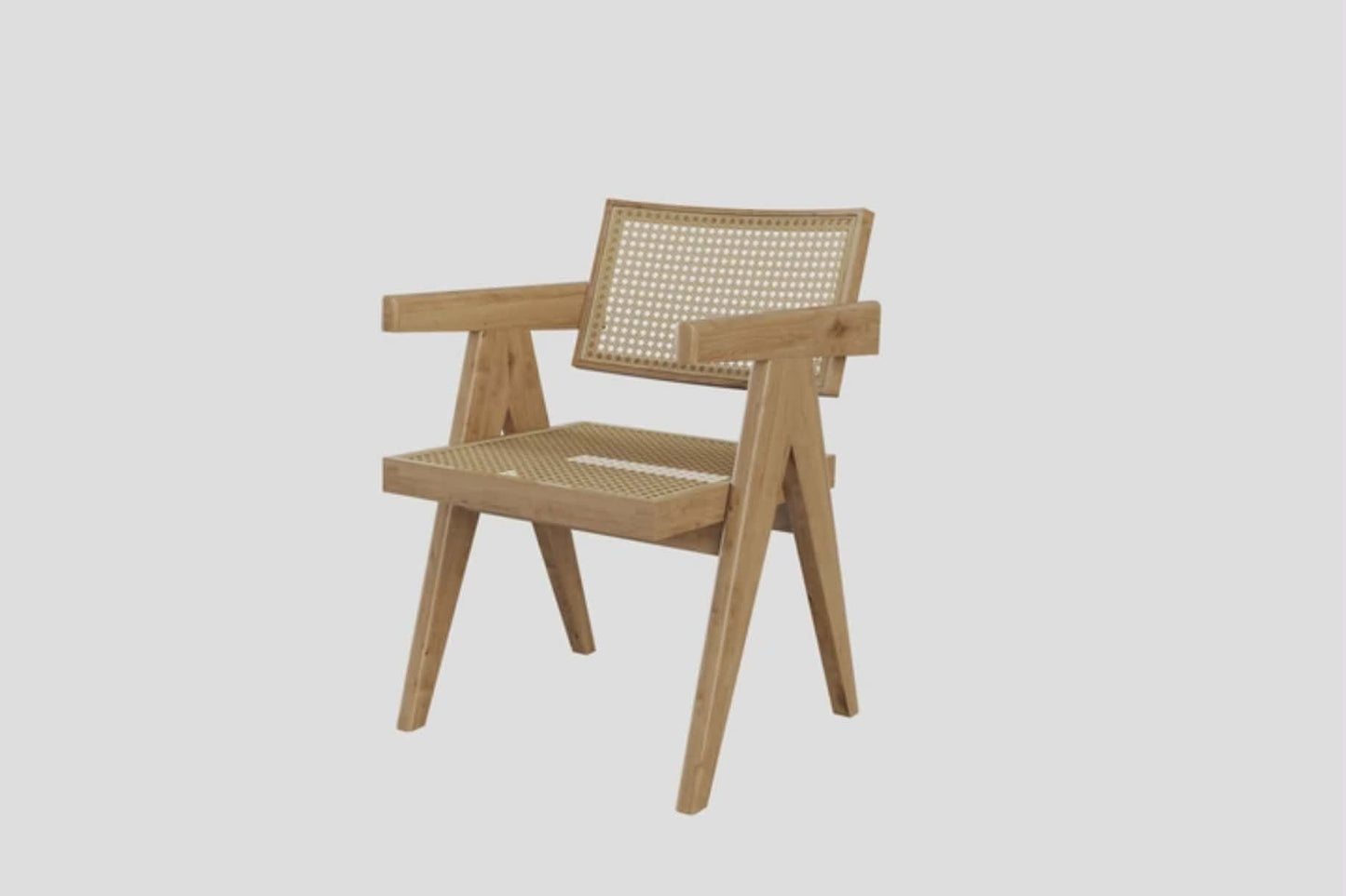French Retro Dining Chair – Vintage Solid Wood Armchair with Backrest