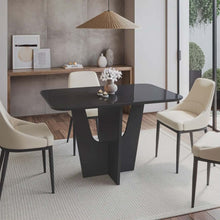Load image into Gallery viewer, Italian Modern 4-Seater Compact Dining Table with Tempered Glass Top & Black Wooden Base