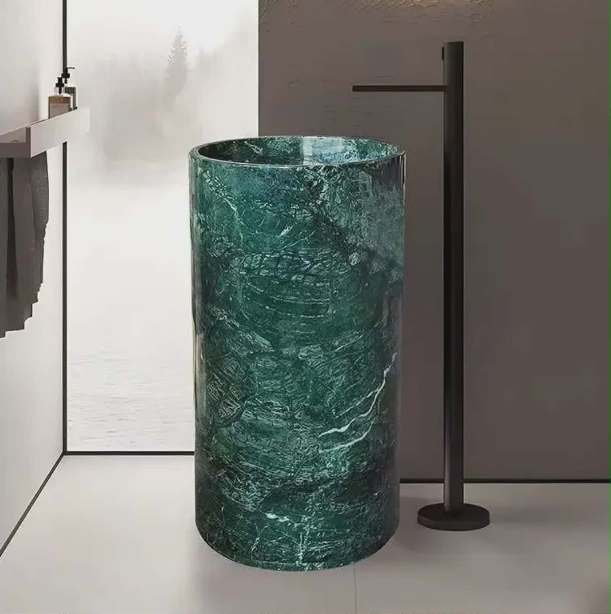 Modern Green Marble Pedestal Basin – Standing Hand Wash Sink