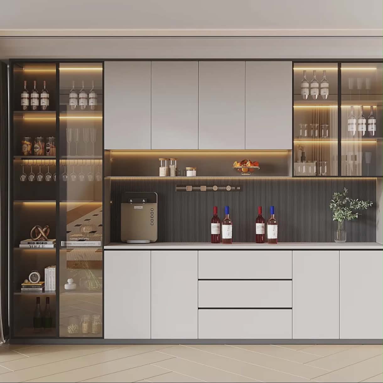 Minimalist Modern Modular Kitchen Cabinet – Customizable Size & Material