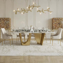 Load image into Gallery viewer, Luxury 8-Seater Marble Dining Table Set – Modern Stainless Steel Base, Customizable Colors