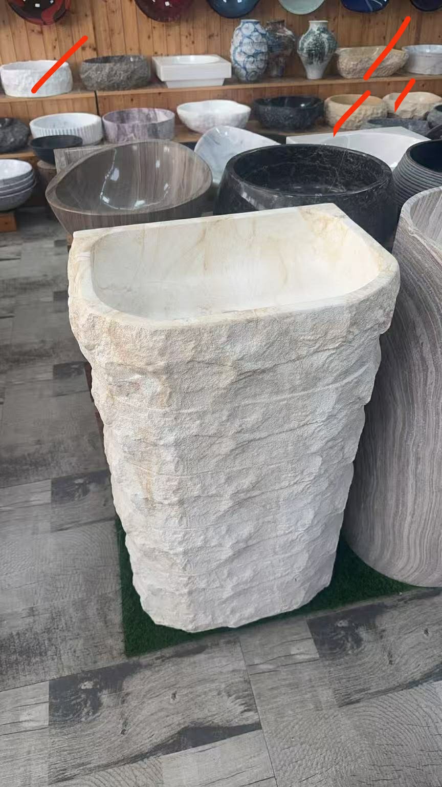 White Freestanding Artificial Stone Pedestal Basin – Rustic Modern Bathroom Sink