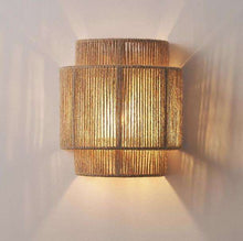 Load image into Gallery viewer, Modern LED Wall Lamp – Hand-Woven Bamboo & Rattan, Japanese Art Style for Bedroom & Living Room