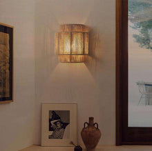 Load image into Gallery viewer, Modern LED Wall Lamp – Hand-Woven Bamboo & Rattan, Japanese Art Style for Bedroom & Living Room