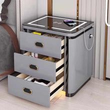 Load image into Gallery viewer, Modern Smart Nightstand with LED Light and Wireless Charging – 3 Drawer Bedside Table for Bedroom Storage