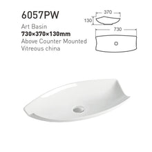 Load image into Gallery viewer, Unique Design White Porcelain Above Counter Hand Washing Basin Modern Bathroom Art Vessel Sink Irregular Shape Top Mount Vanity Wash Basin