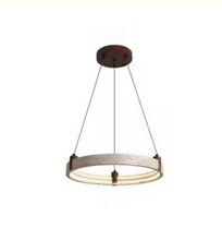 Cargar imagen en el visor de la galería, Modern Minimalist Luxury Round Ring Travertine Chandelier – Hanging Light for Living Room, Bedroom, and Lobby
