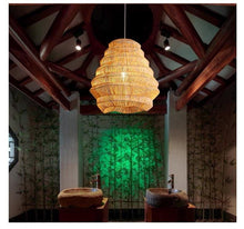 Lade das Bild in den Galerie-Viewer, Handmade Natural Rattan Hanging Lamp – Creative Indoor Pendant Light for Country Homes & Restaurant Décor