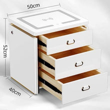 Load image into Gallery viewer, Modern Smart Nightstand with LED Light and Wireless Charging – 3 Drawer Bedside Table for Bedroom Storage