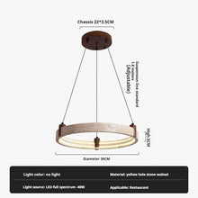 Cargar imagen en el visor de la galería, Modern Minimalist Luxury Round Ring Travertine Chandelier – Hanging Light for Living Room, Bedroom, and Lobby