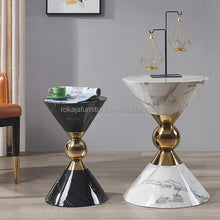Load image into Gallery viewer, Modern Gold Marble Side Table – Simple Design Small Sofa Table for Living Room & Corner Décor