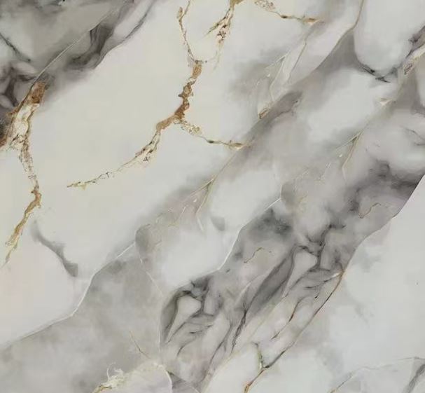 600x600mm Foshan Polished Marble Tile Glazed Porcelain Floor Tile Anti-Slip Marble Look Porcelain Electroplated Tiles